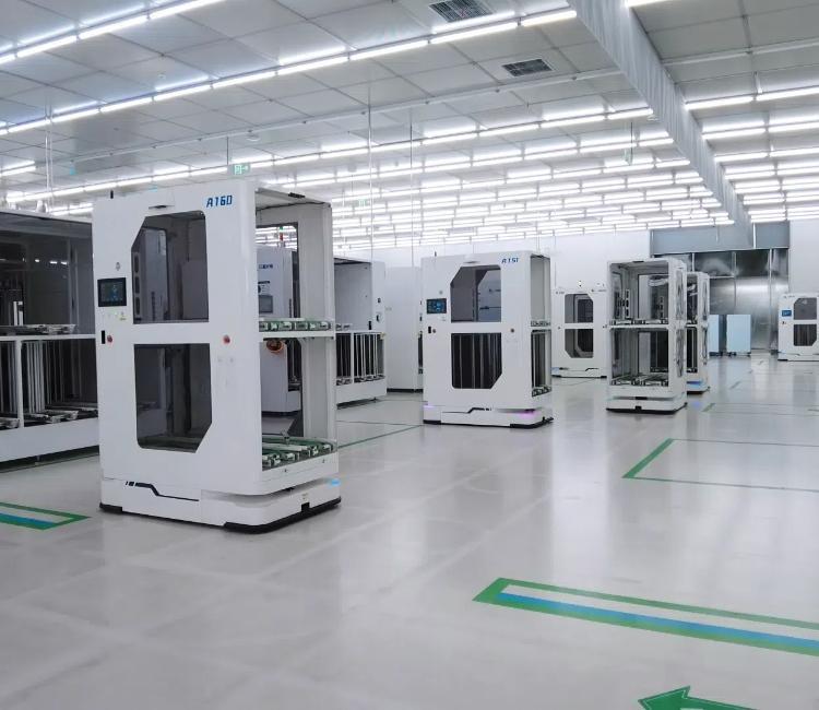 Robot tải nguyên liệu xe giỏ hoa